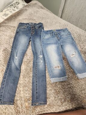 Grils Bundle  Distressed Blue Denim Jeans - Button-Fly Size 8